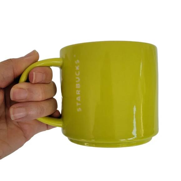 Starbucks Coffee Tea Mug Lime Green Glossy Ceramic Cup 2012 14 oz - Picture 1 of 9